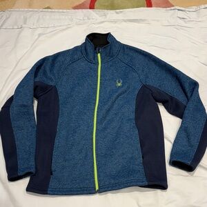 Spyder Blue and Navy Jacket with Neon Green Zipper